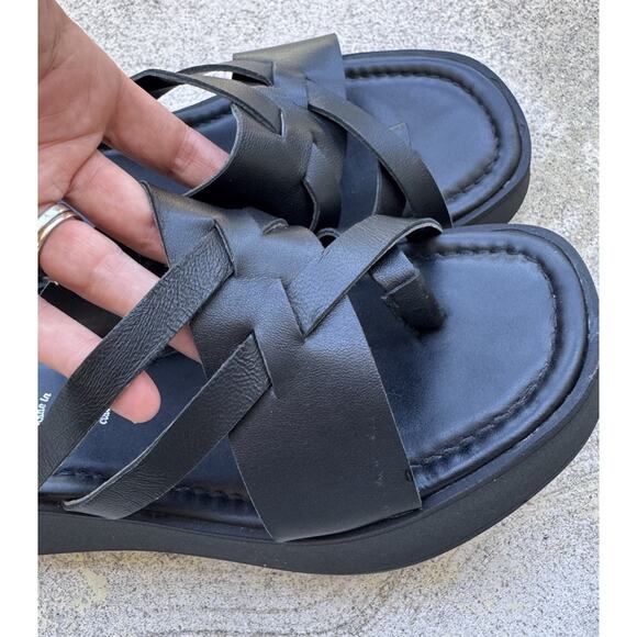 Seychelles Black Platform Sandals Women’s Size 9 Made In Italy Leather Y2K Look - Picture 3 of 10